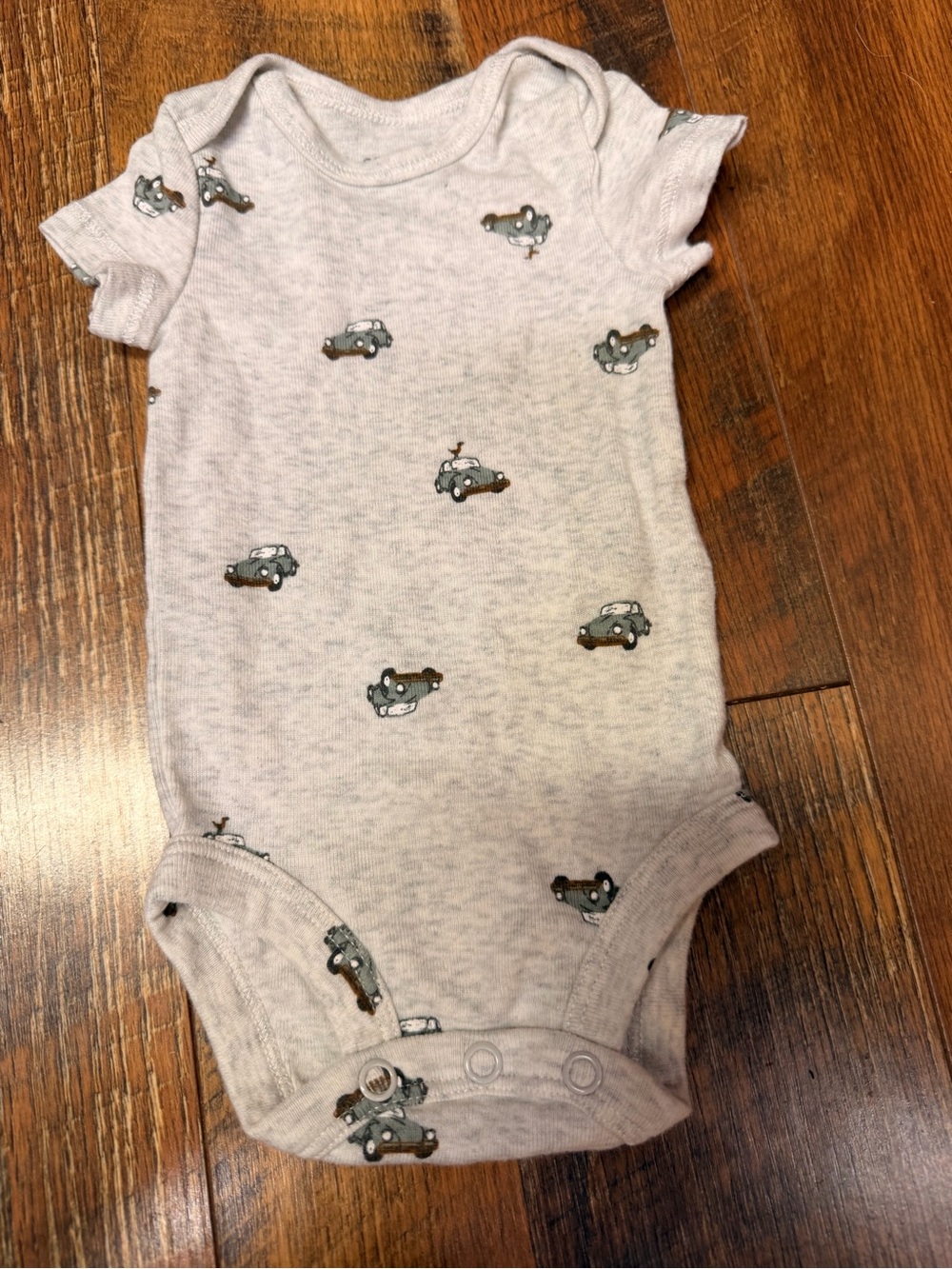 Carter's Heather Gray Onesie with Car Print